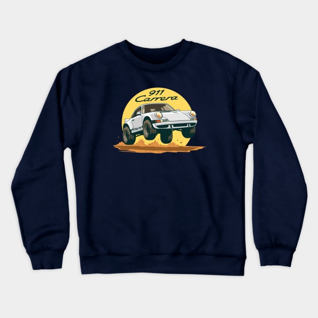 car 911 carrera offroad rally dakar white black Crewneck Sweatshirt by creative.z